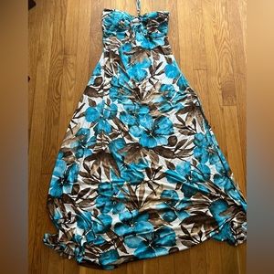 Body central turquoise brown floral maxi S